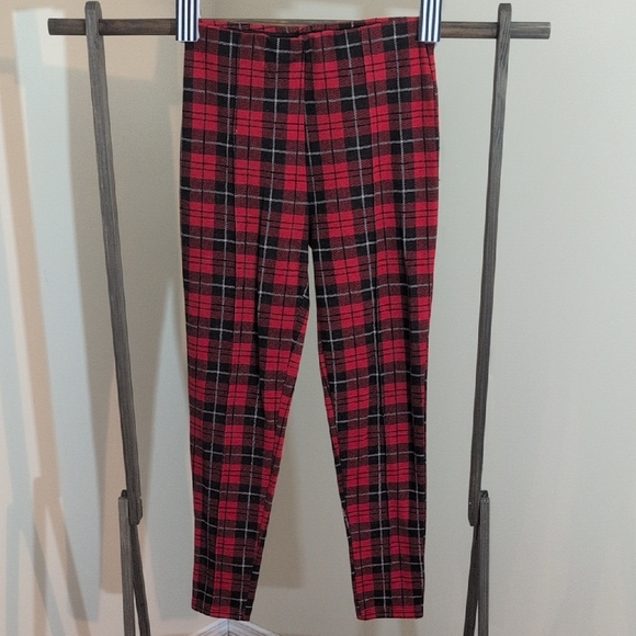 twik Other - Twik | Women's Red Plaid Pants Stretch Polyester Blend